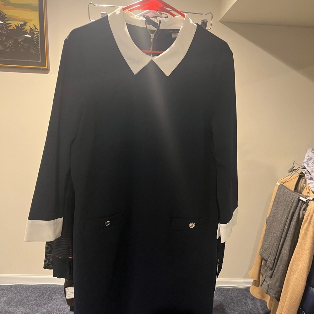 Tommy Hilfiger Black and White Long Sleeve Dress